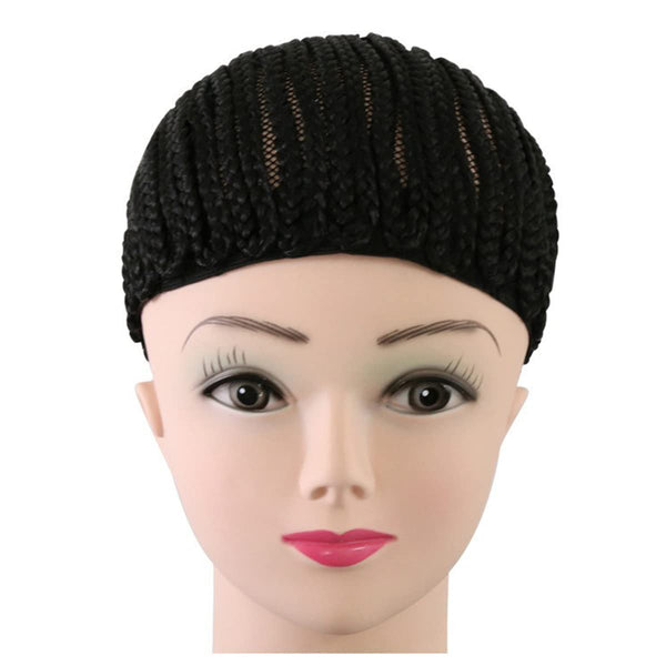1pc Black Braids Cap for Easier Sew Crochet Wig Caps Elastic Sew Dome Net Wig Caps (L)