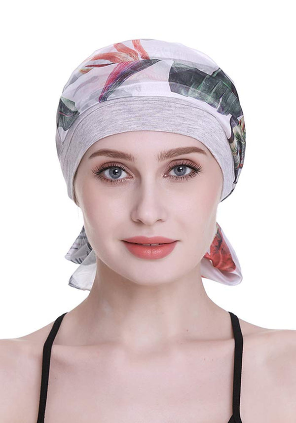 Elegant Chemo Cap With Silky Scarfs For Cancer Women Hair Loss Sleep Beanie
