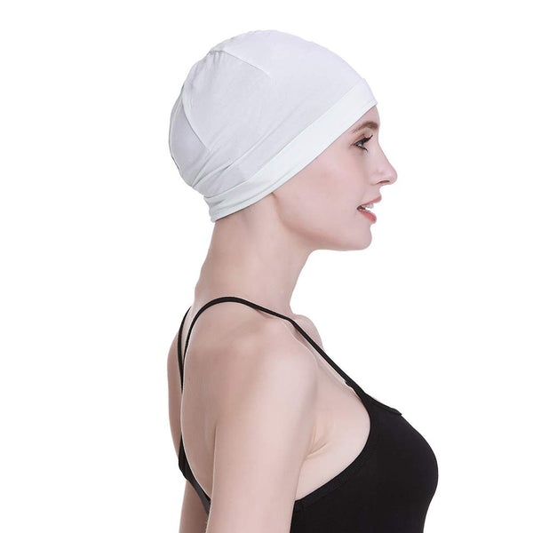 Bamboo Sleep Cap for Hair Loss Home Head Cover for Chemo Women Bike Hard Hat Helmet Liner Cotton Beanie