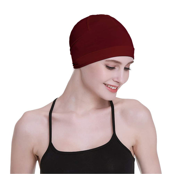 Bamboo Sleep Cap for Hair Loss Home Head Cover for Chemo Women Bike Hard Hat Helmet Liner Cotton Beanie