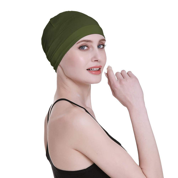 Bamboo Sleep Cap for Hair Loss Home Head Cover for Chemo Women Bike Hard Hat Helmet Liner Cotton Beanie