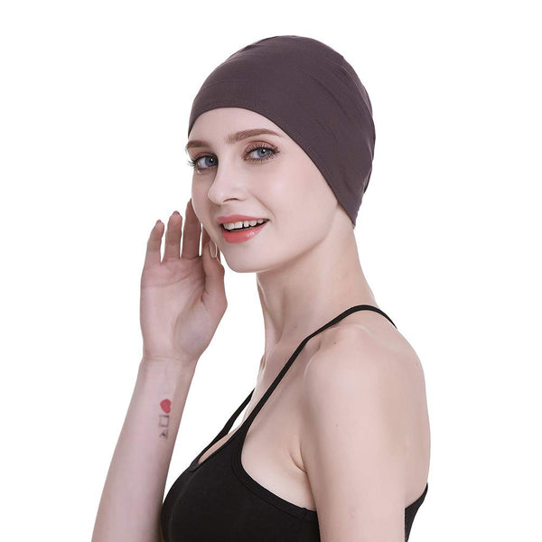 Bamboo Sleep Cap for Hair Loss Home Head Cover for Chemo Women Bike Hard Hat Helmet Liner Cotton Beanie