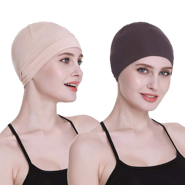 Bamboo Sleep Cap for Hair Loss Home Head Cover for Chemo Women Bike Hard Hat Helmet Liner Cotton Beanie