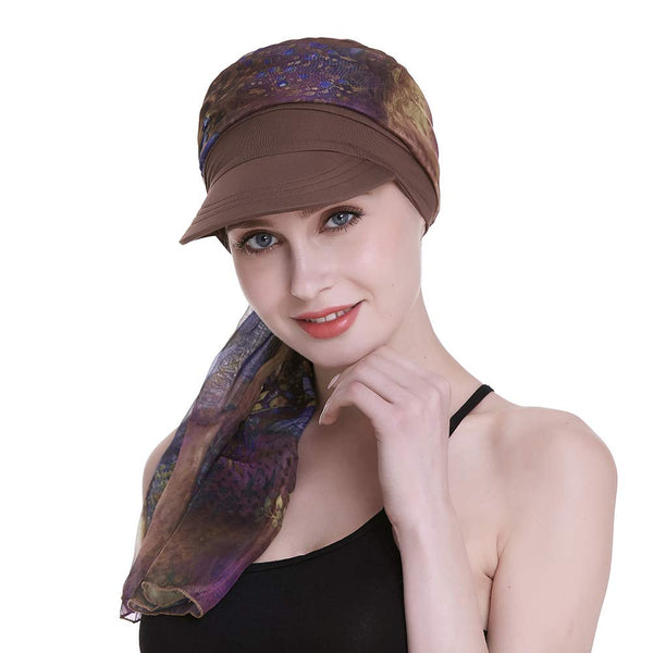Newsboy Cap for Women Chemo Headwear med skjerf Gaver Hårtap tilgjengelig hele året