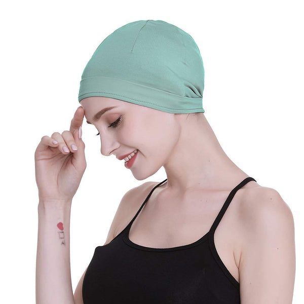 Bamboo Sleep Cap for Hair Loss Home Head Cover for Chemo Women Bike Hard Hat Helmet Liner Cotton Beanie