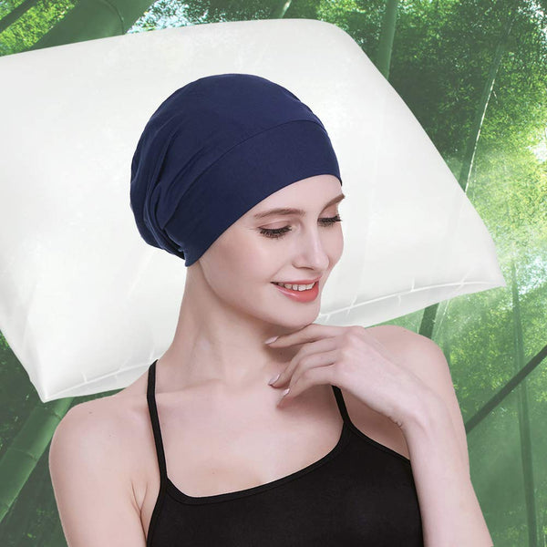 Silke satengforet søvnhette, indre 19mm 100% bulberry silke ytre bambus viskose natur pustende for hår