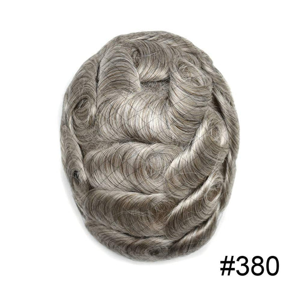 Menn toupee hårsystem menneskehår erstatning for menn 0,04 mm ultra tynn hud toupee for menn v-looped hårstykke (220# mørkest brun med 20% grå, 8x10 "-100% lys med-lys tetthet)