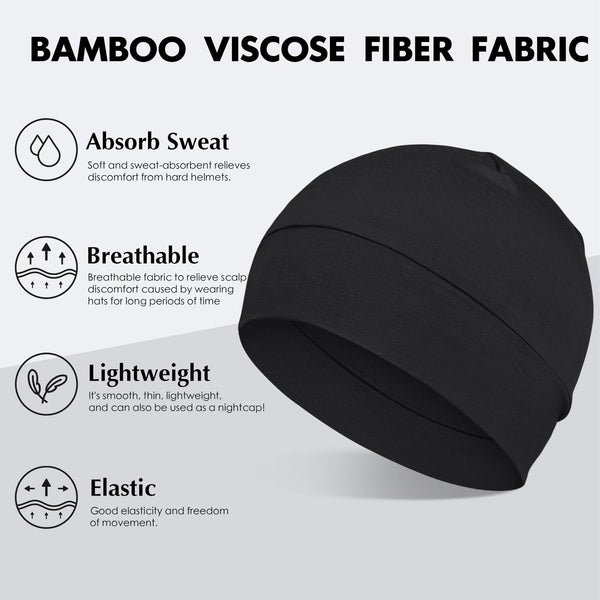 2Pcs/4Pcs 100% Bamboo Viscose Beanies for Men Women Helmet Liner Lightweight Sleeping Cap for Chemo Hair Loss