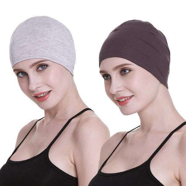 Bamboo Sleep Cap for Hair Loss Home Head Cover for Chemo Women Bike Hard Hat Helmet Liner Cotton Beanie