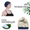 Silk Satin Lined Sleep Cap,Inner 19MM 100% Bulberry Silk Outer Bamboo Viscose Nature Breathable for Hair
