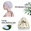 Silk Satin Lined Sleep Cap,Inner 19MM 100% Bulberry Silk Outer Bamboo Viscose Nature Breathable for Hair