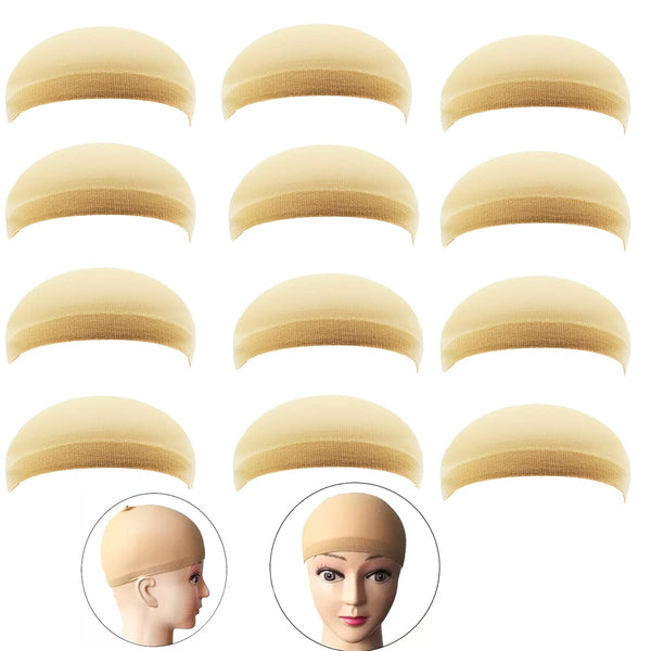 12 pcs Nylon Wig Caps for Women and Men Nylon Wig Caps (Beige)