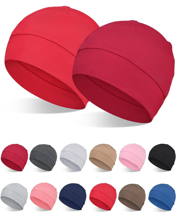 2Pcs/4Pcs 100% Bamboo Viscose Beanies for Men Women Helmet Liner Lightweight Sleeping Cap for Chemo Hair Loss