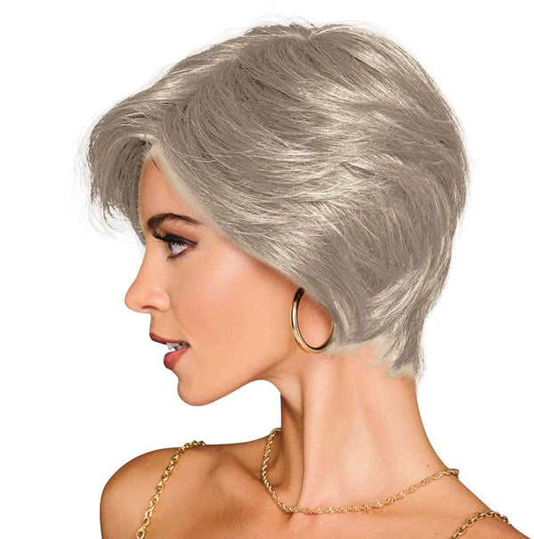 GABOR Best In Class Layered Chin-Length Boycut Wig by Hairuwear, Average Cap, GF56-60 Silver
