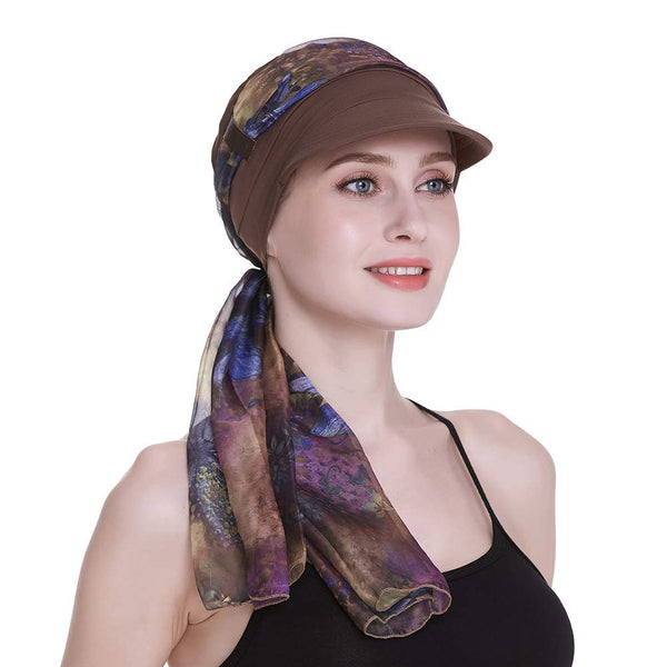 Newsboy Cap for Women Chemo Headwear med skjerf Gaver Hårtap tilgjengelig hele året