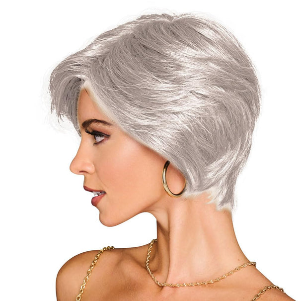 GABOR Best In Class Layered Chin-Length Boycut Wig by Hairuwear, Average Cap, GF56-60 Silver