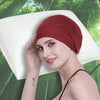 Silk Satin Lined Sleep Cap,Inner 19MM 100% Bulberry Silk Outer Bamboo Viscose Nature Breathable for Hair