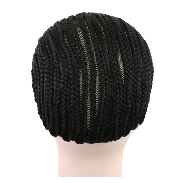 1pc Black Braids Cap for Easier Sew Crochet Wig Caps Elastic Sew Dome Net Wig Caps (L)