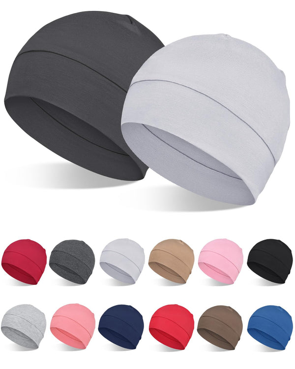 2Pcs/4Pcs 100% Bamboo Viscose Beanies for Men Women Helmet Liner Lightweight Sleeping Cap for Chemo Hair Loss