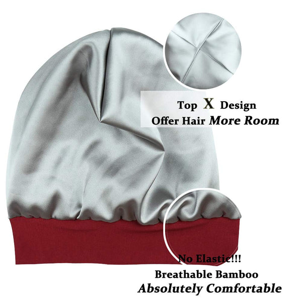 FocusCare Satin Lined Sleep Slouchy Cap Curly Girl Slap Headwear Gifts for Frizzy Hair Women
