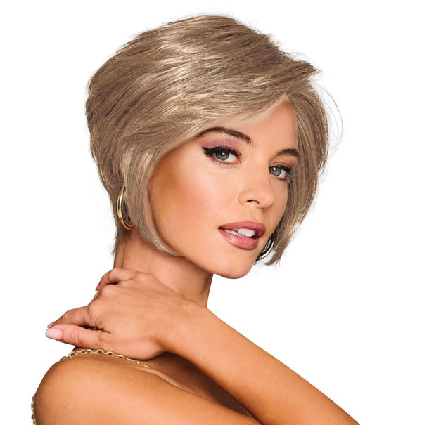 GABOR Best In Class Layered Chin-Length Boycut Wig by Hairuwear, Average Cap, GF56-60 Silver