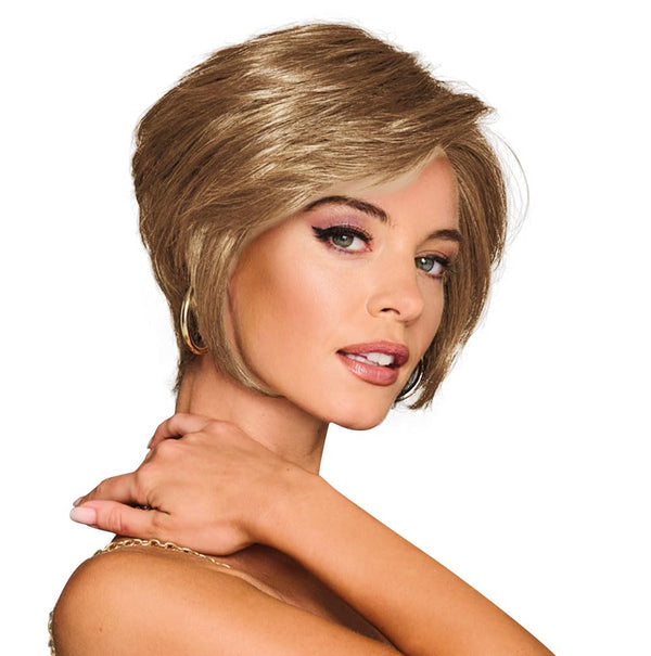 GABOR Best In Class Layered Chin-Length Boycut Wig by Hairuwear, Average Cap, GF56-60 Silver