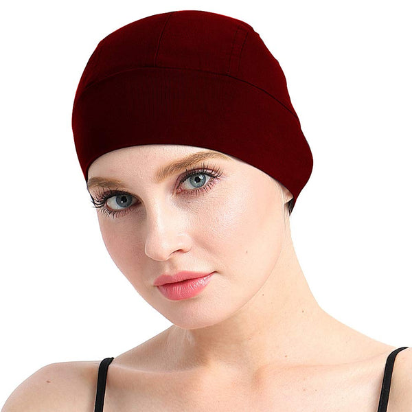 Bamboo Sleep Cap for Hair Loss Home Head Cover for Chemo Women Bike Hard Hat Helmet Liner Cotton Beanie