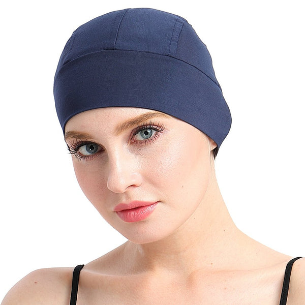 Bamboo Sleep Cap for Hair Loss Home Head Cover for Chemo Women Bike Hard Hat Helmet Liner Cotton Beanie