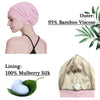 Silk Satin Lined Sleep Cap,Inner 19MM 100% Bulberry Silk Outer Bamboo Viscose Nature Breathable for Hair