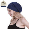 Silk Satin Lined Sleep Cap,Inner 19MM 100% Bulberry Silk Outer Bamboo Viscose Nature Breathable for Hair