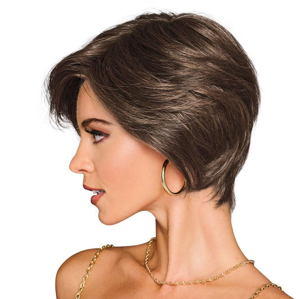 GABOR Best In Class Layered Chin-Length Boycut Wig by Hairuwear, Average Cap, GF56-60 Silver