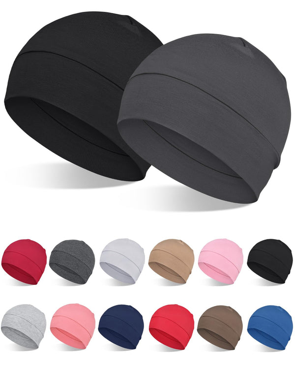 2Pcs/4Pcs 100% Bamboo Viscose Beanies for Men Women Helmet Liner Lightweight Sleeping Cap for Chemo Hair Loss
