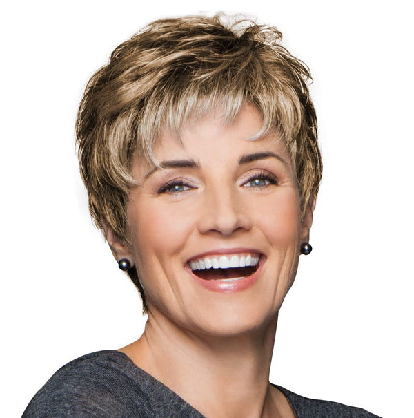 Gabor Incentive Short Layered Hand-Tied Wig by Hairuwear, Petite Cap Size, G17+ Vanilla Mist