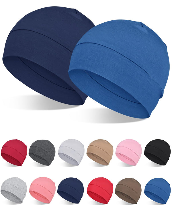 2Pcs/4Pcs 100% Bamboo Viscose Beanies for Men Women Helmet Liner Lightweight Sleeping Cap for Chemo Hair Loss