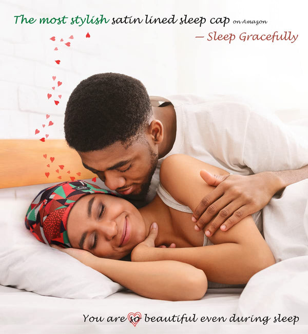 FocusCare Adjustable Sleeping Cap,Satin Lined Extra Large Women Curly Hair Available Day and Night