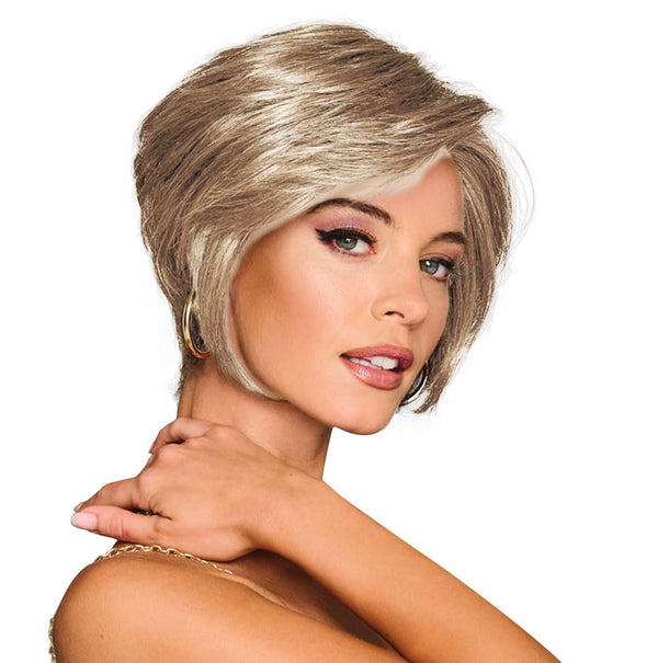 GABOR Best In Class Layered Chin-Length Boycut Wig by Hairuwear, Average Cap, GF56-60 Silver