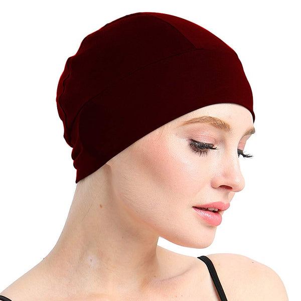 Bamboo Sleep Cap for Hair Loss Home Head Cover for Chemo Women Bike Hard Hat Helmet Liner Cotton Beanie