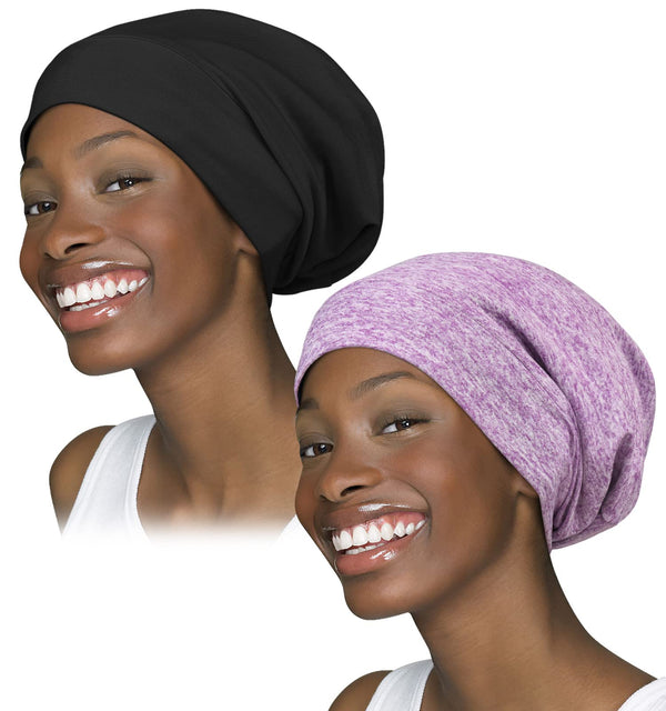 FocusCare Satin Lined Sleep Slouchy Cap Curly Girl Slap Headwear Gifts for Frizzy Hair Women
