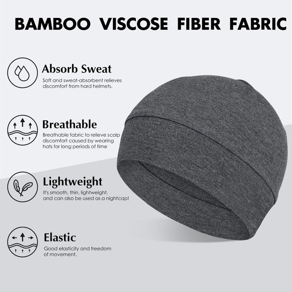 2Pcs/4Pcs 100% Bamboo Viscose Beanies for Men Women Helmet Liner Lightweight Sleeping Cap for Chemo Hair Loss