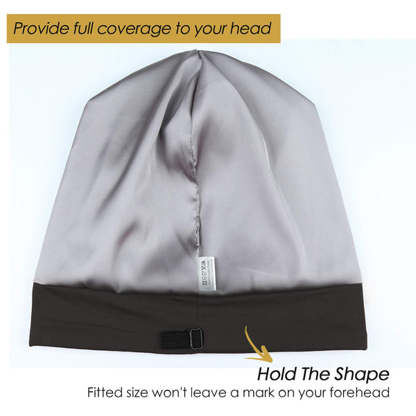FocusCare Satin Lined Sleep Slouchy Cap Curly Girl Slap Headwear Gifts for Frizzy Hair Women