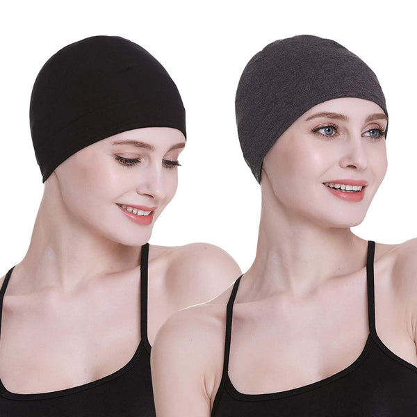 Bamboo Sleep Cap for Hair Loss Home Head Cover for Chemo Women Bike Hard Hat Helmet Liner Cotton Beanie