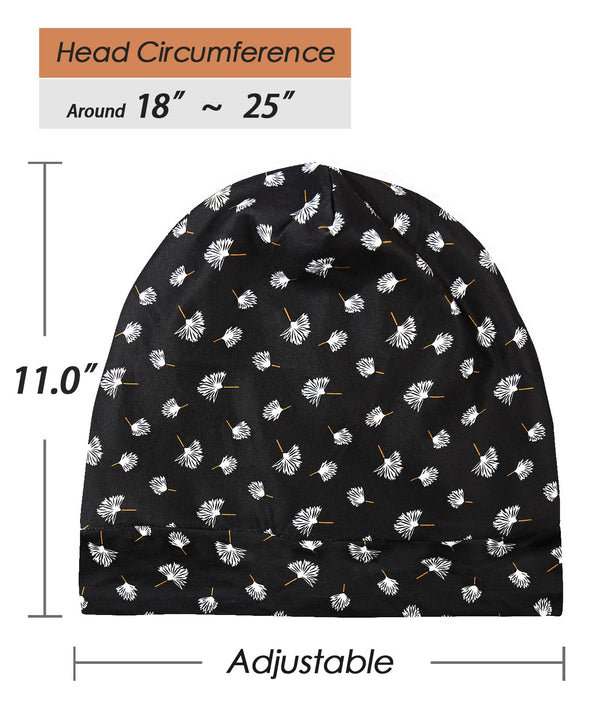 FocusCare Satin Lined Sleep Slouchy Cap Curly Girl Slap Headwear Gifts for Frizzy Hair Women