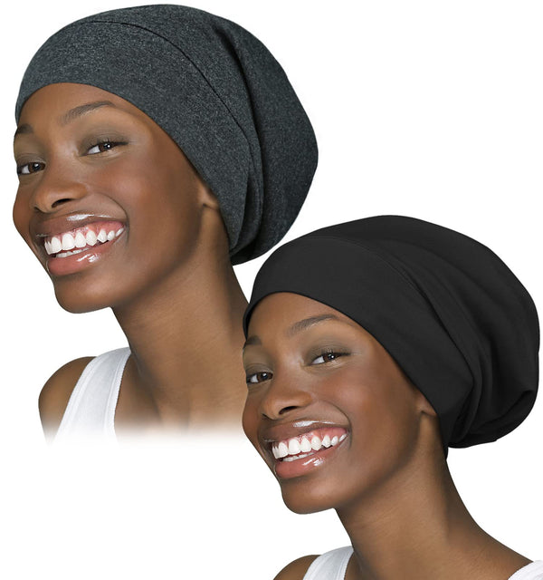 FocusCare Satin Lined Sleep Slouchy Cap Curly Girl Slap Headwear Gifts for Frizzy Hair Women