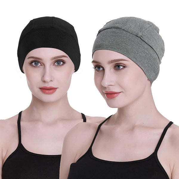 Bamboo Sleep Cap for Hair Loss Home Head Cover for Chemo Women Bike Hard Hat Helmet Liner Cotton Beanie