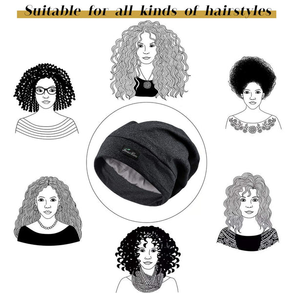 FocusCare Adjustable Sleeping Cap,Satin Lined Extra Large Women Curly Hair Available Day and Night