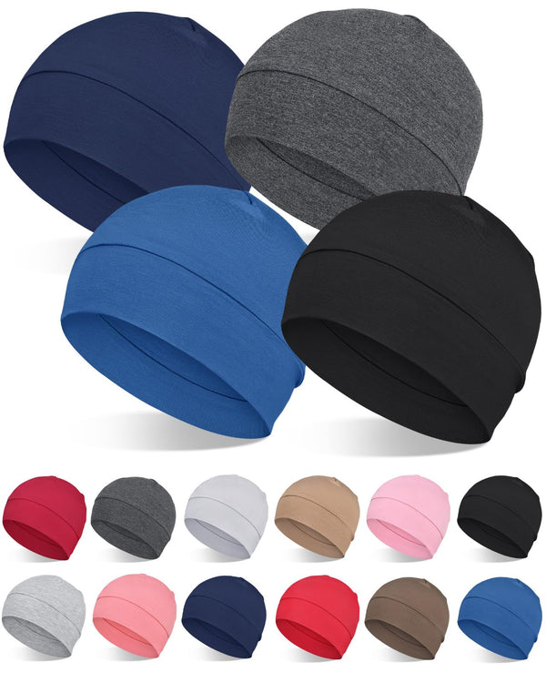 2Pcs/4Pcs 100% Bamboo Viscose Beanies for Men Women Helmet Liner Lightweight Sleeping Cap for Chemo Hair Loss