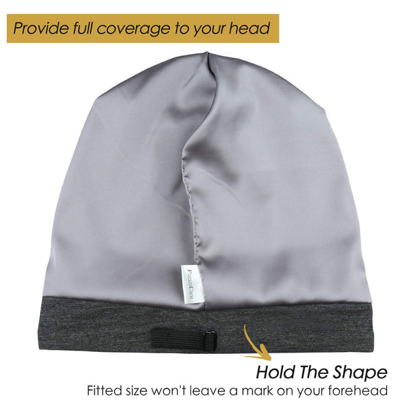 FocusCare Satin Lined Sleep Slouchy Cap Curly Girl Slap Headwear Gifts for Frizzy Hair Women