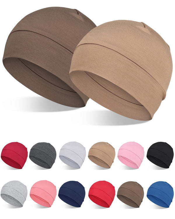 2Pcs/4Pcs 100% Bamboo Viscose Beanies for Men Women Helmet Liner Lightweight Sleeping Cap for Chemo Hair Loss