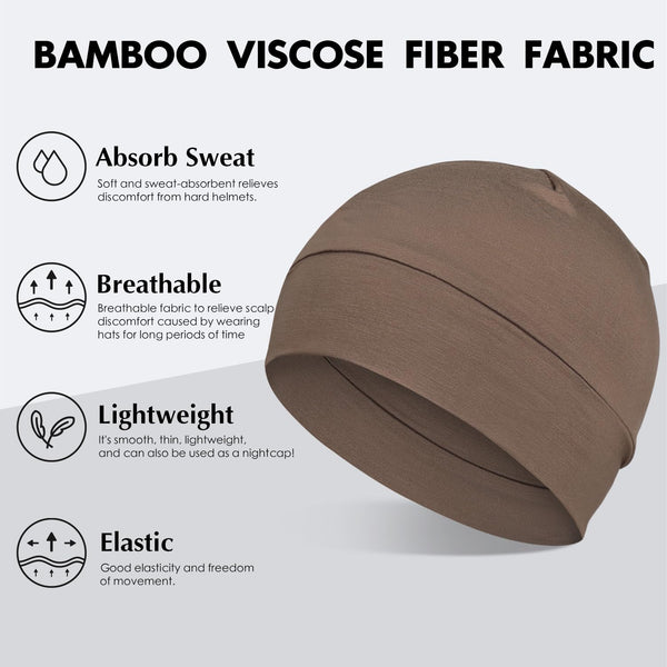 2Pcs/4Pcs 100% Bamboo Viscose Beanies for Men Women Helmet Liner Lightweight Sleeping Cap for Chemo Hair Loss