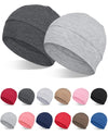 2Pcs/4Pcs 100% Bamboo Viscose Beanies for Men Women Helmet Liner Lightweight Sleeping Cap for Chemo Hair Loss